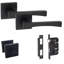 Wave Premium Design Bathroom Door Handles on Square Rose in Matt Black Finish