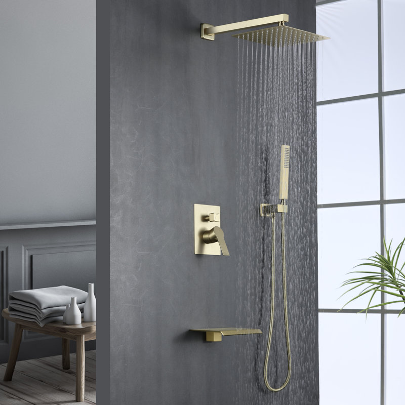 Robinet de douche avec valve brute, Or brossé