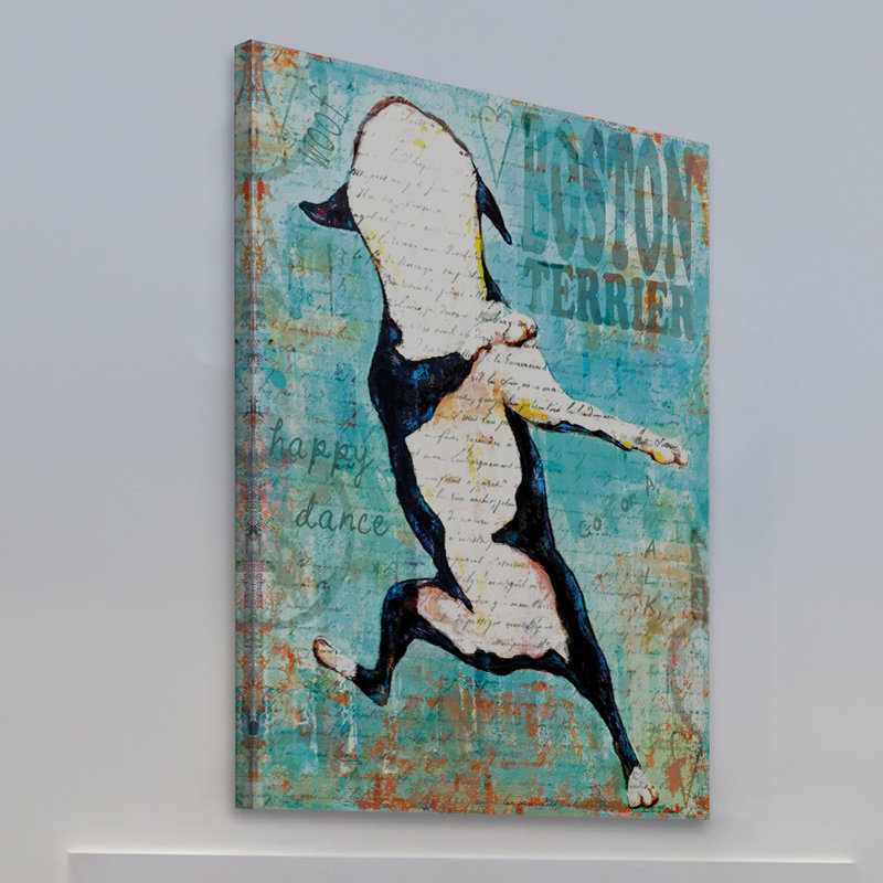 «Boston Terrier» par Stephanie Gerace - impression sur toile tendue, H 30 po x l 20 po x P 1,5 po