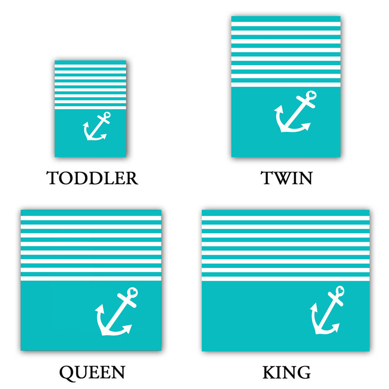 Ensemble de housse de couette Love Anchor, 1 housse simple + 1 taie standard, Bleu sarcelle/turquoise