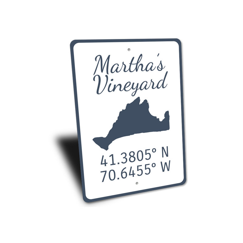 Enseigne en aluminium Marthas Vineyard, H 14 po x l 10 po x P 0,04 po