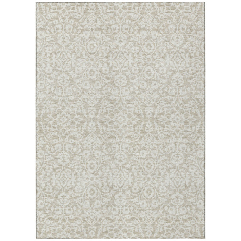 Tapis intérieur lavable beige et ivoire 9 pi x 12 pi