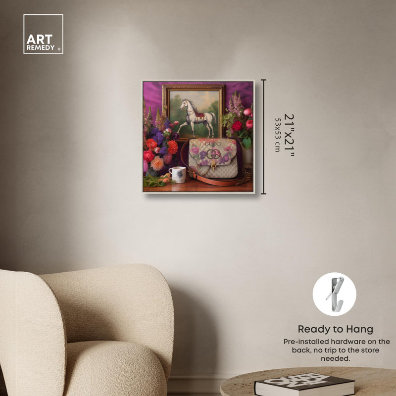 Art mural classique rétro sur toile Classics In Plum, Cadre argenté, H 13 po x l 13 po