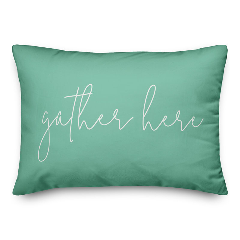 Textual Outdoor Throw Pillow, Mint Green