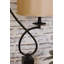 Lampe de table 27 "en bronze sculpté arquée avec abat-jour en lin