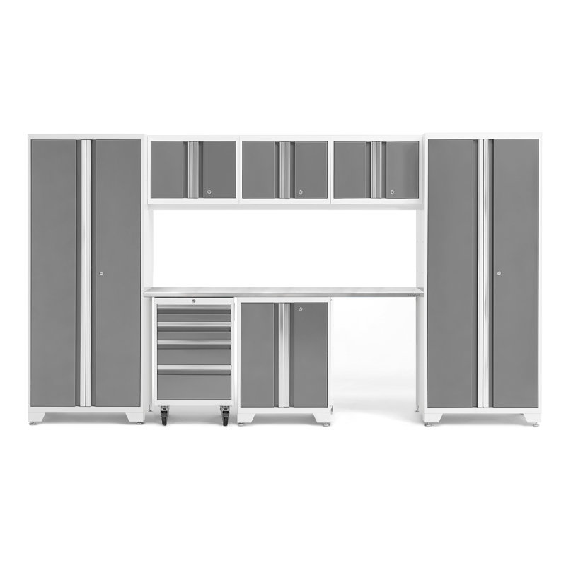 Armoire de rangement Bold Series, Acier inoxydable, Sept armoires, Blanc