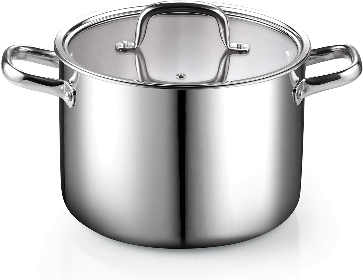 Cook N Home Stockpot Large pot Sauce Pot Induction Pot With Lid  Professional Stainless Steel 20 Quart, with Stay-Cool Handles, silver