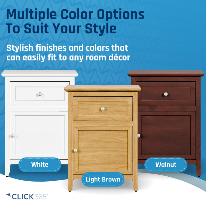 Light Brown Wooden End Table with Drawer and Cabinet