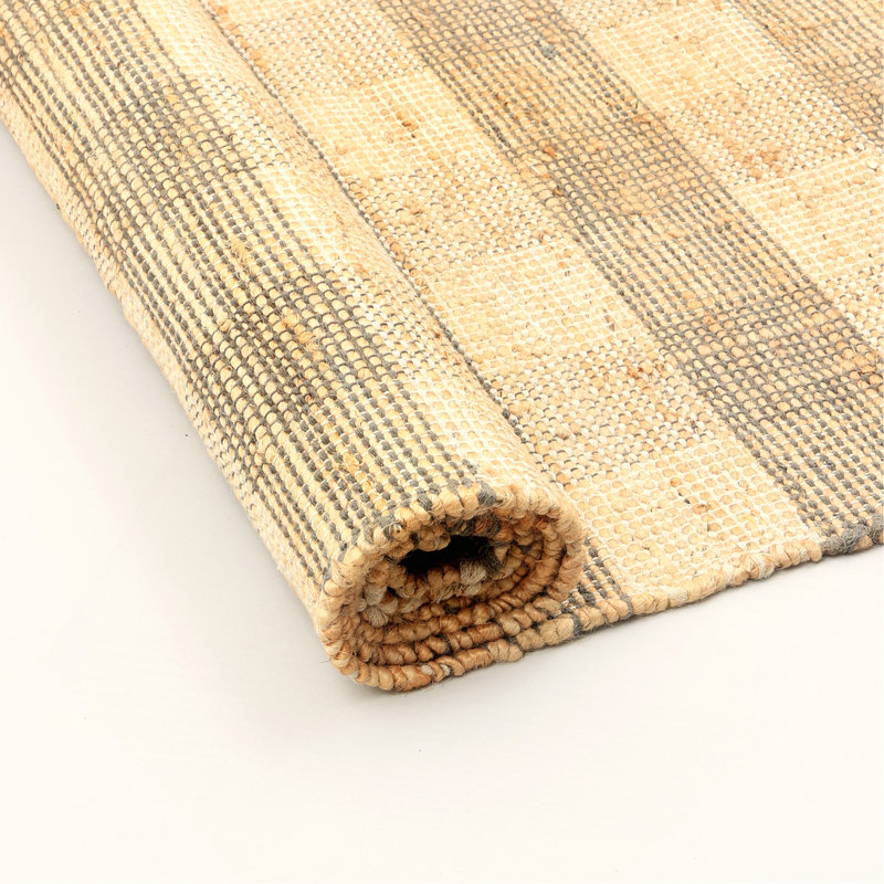 Tapis décoratif, tapis en jute, tapis écossais gris durable, pi, Rectangle 5 pi x 7 pi
