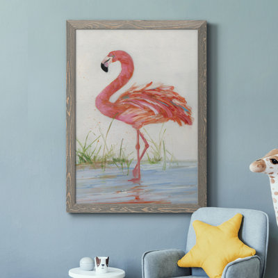 Flamant II - peinture sur toile encadrée