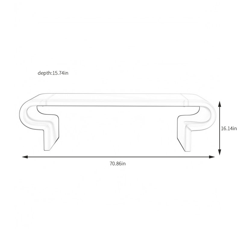 Banc rembourré en cuir Ruperto, H 16,14 po x l 70,86 po x P 15,74 po