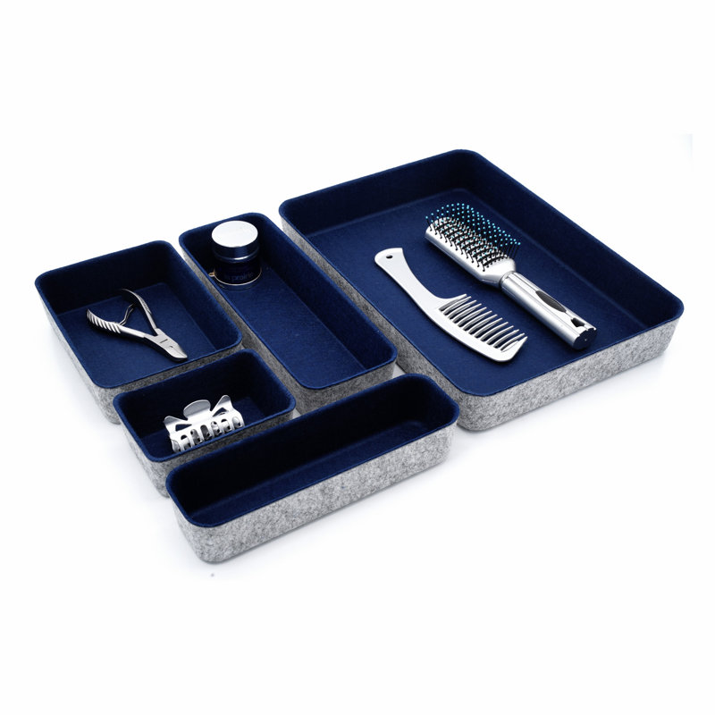 2.2'' H x 13.6'' W x 9.6'' D Office Drawer Organizer, Navy