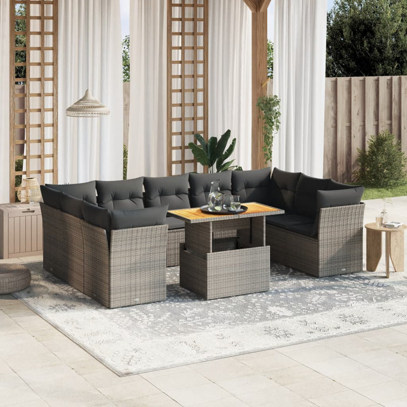 Vidaxl Garden Sofa Set, Gray Cushion/Gray Frame