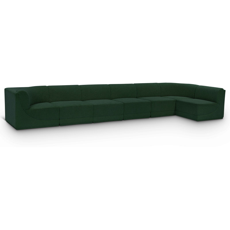 Canapé modulaire rembourré 7 pièces Ollie, Tissu bouclé vert