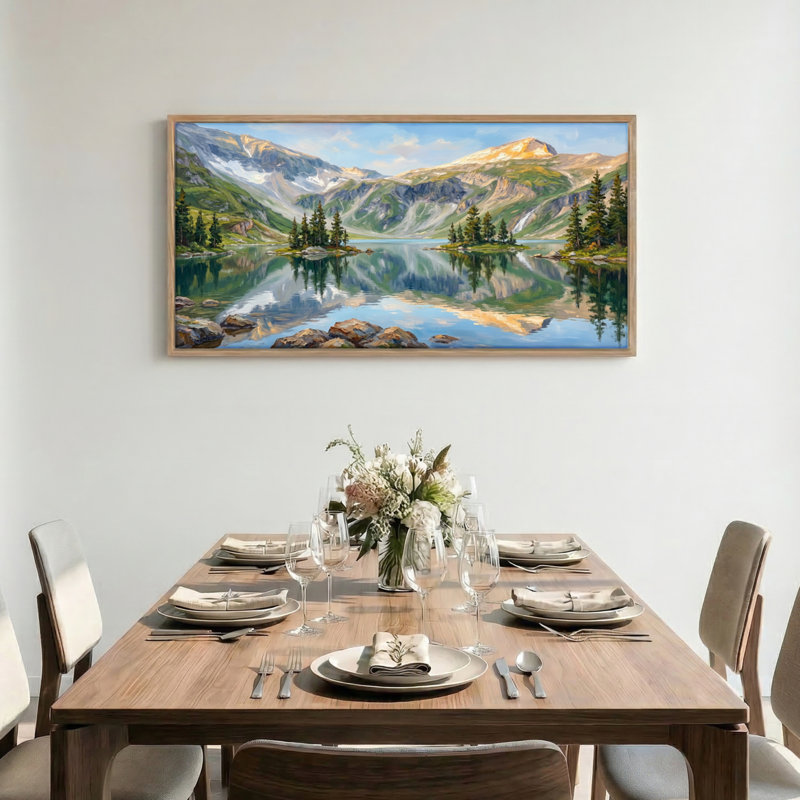 Tableau encadré sur toile représentant un lac de montagne (1 pièce), 122 x 61 cm, 48 x 24 pouces