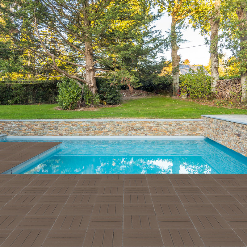 Carnet Plastic Interlocking Deck Tile, 29cm W x 29cm L, Light Coffee