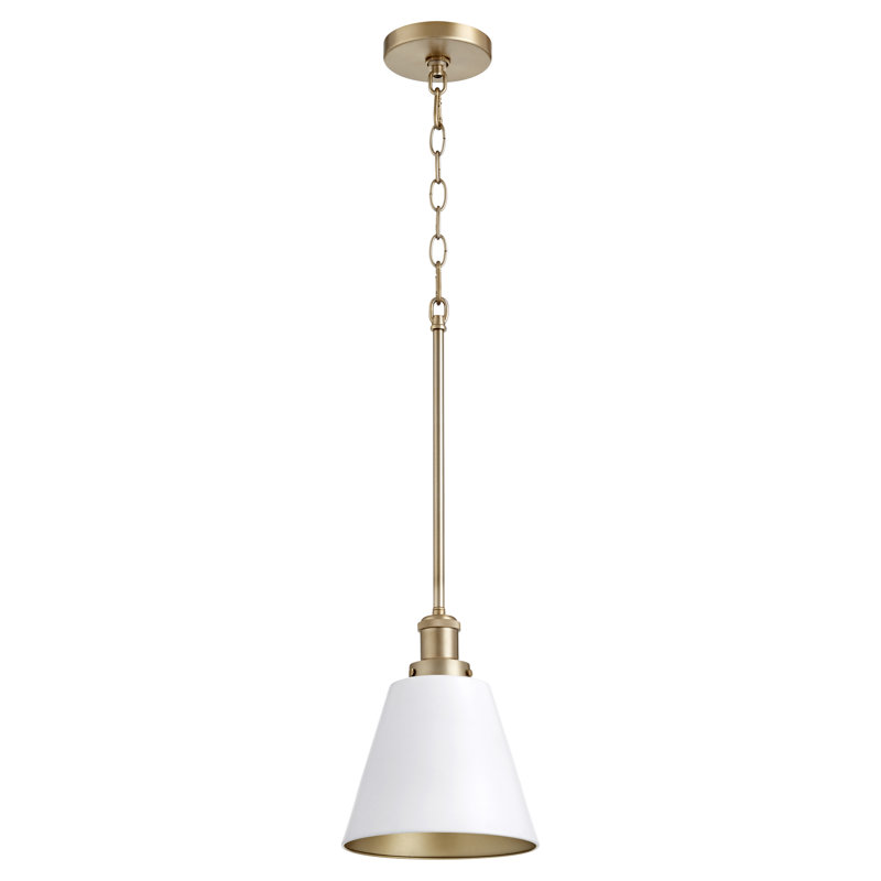 Luminaire suspendu conique à 1 lumière Arquette, Blanc studio