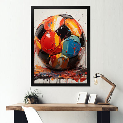 Ballon de soccer rouge et orange - art mural soccer