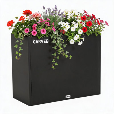381030 inch Rectangular Metal Raised Garden Bed Black Outdoor Iron Planter Box for Patio Deck Backyard Growing Vegetables Flowers Herbs