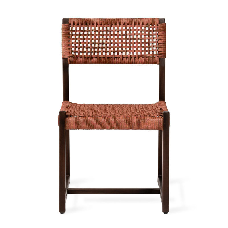 Aliyyah Patio Dining Side Chair, Terracotta/Espresso Wood
