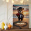 Toile, un charmant ours en peluche debout sur une plage de sable, art au coucher du soleil-641489572