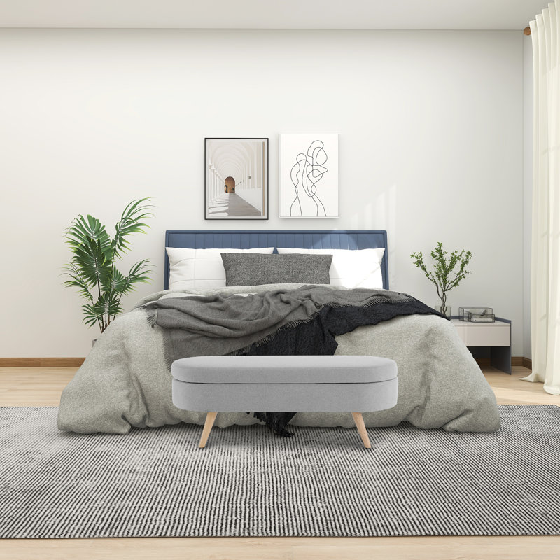 Kiia Linen Upholstered Storage Bench