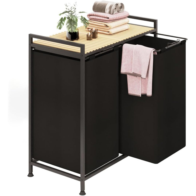 2-Compartment Laundry Hamper with Lid – Large 123L Dirty Clothes Basket
