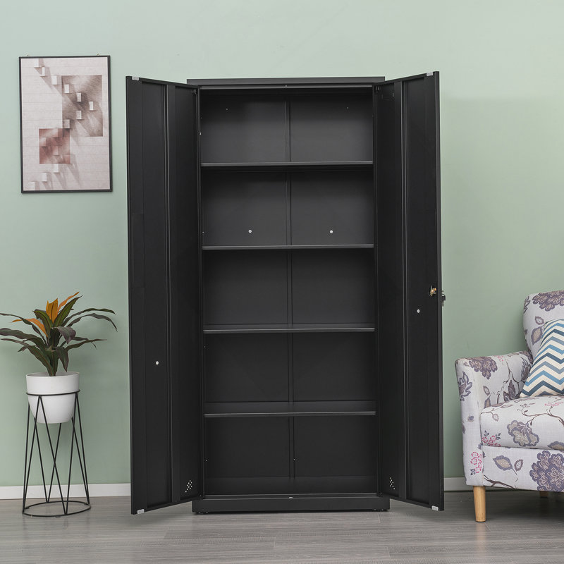 High Storage Cabinet With 2 Doors And 4 Partitions To Separate 5 Storage Spaces