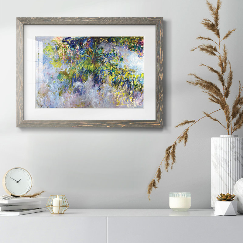 Wisteria [1] par Monet - Reproduction encadrée rustique avec tableau mat, Gris, H 26 po x l 38 po x P 1,5 po