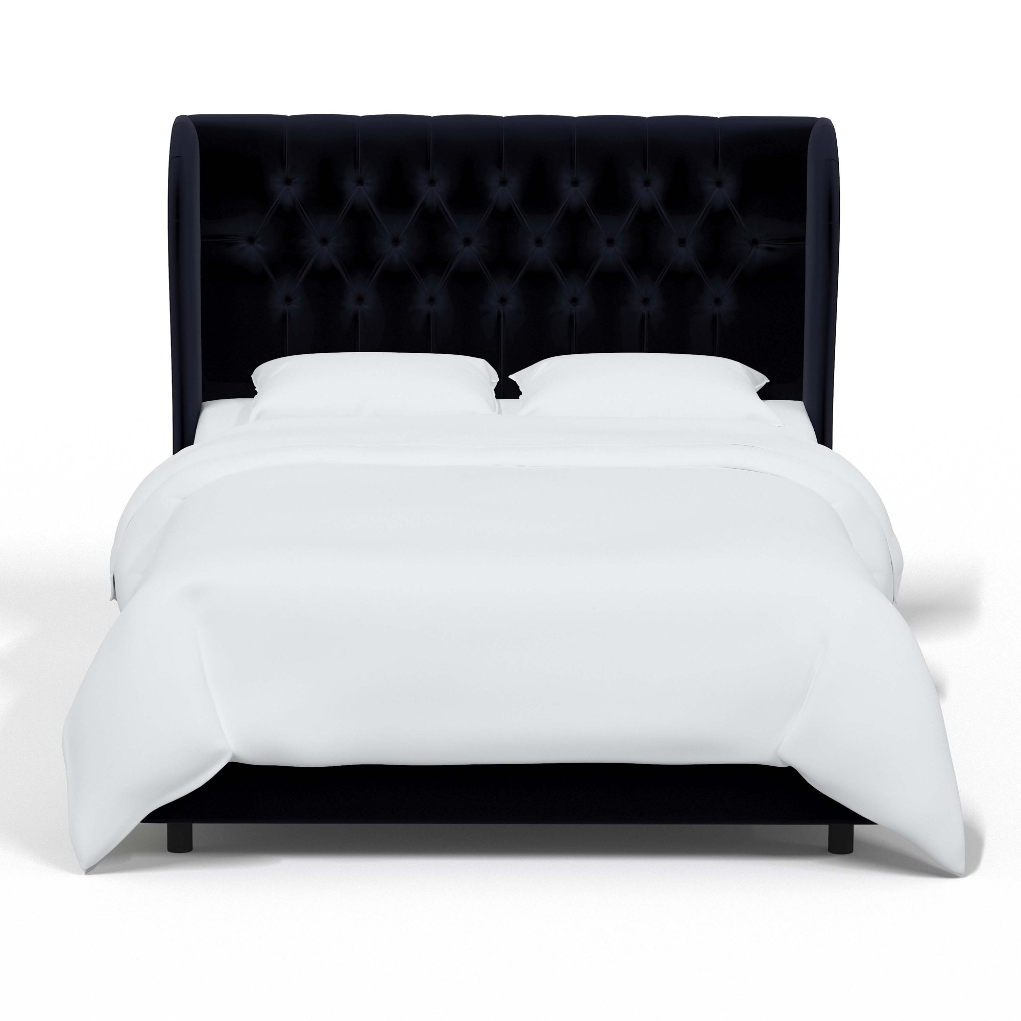 Tomey Upholstered Wingback Bed, Ocean Performance Velvet, Full