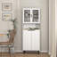 Bibliothèque avec porte en verre trempé, 4 portes, panneau de fibres à densité moyenne blanc, rangement dans la chambre à coucher du salon | Idée de cadeau