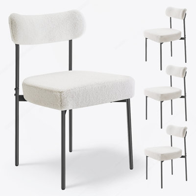 Ensemble de 4 chaises de salle à manger Boucle avec dossier incurvé et pieds en métal robustes pour un confort et un style modernes.