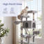 Arbre à chat 81,1 po en sisal gris clair à 11 niveaux avec condos et hamacs-1551501412-1545079085