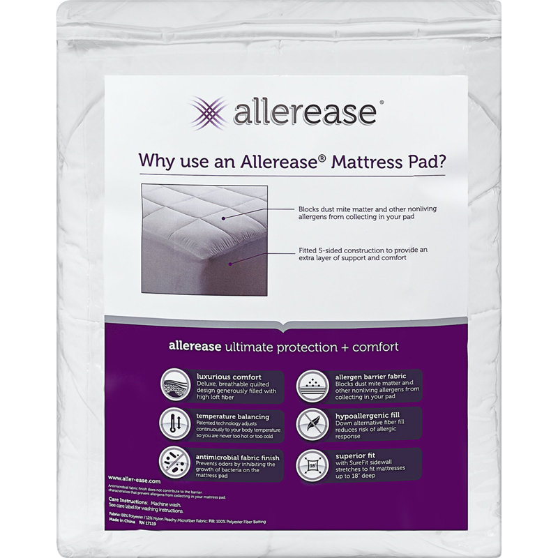 Queen White Polyester Temperature Balancing Mattress Pad