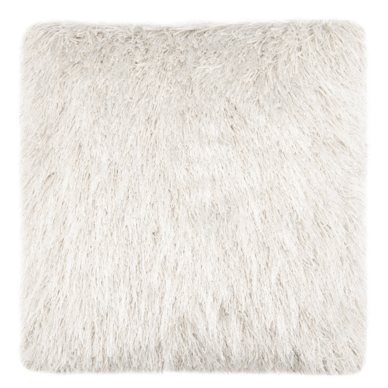 20'' Off-White Shag Plush Decorative Pillow