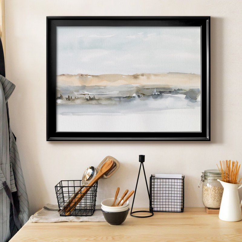 «Marsh Dunes I», toile encadrée de qualité supérieure - prête à être accrochée, Cadre noir, Pas de tapis