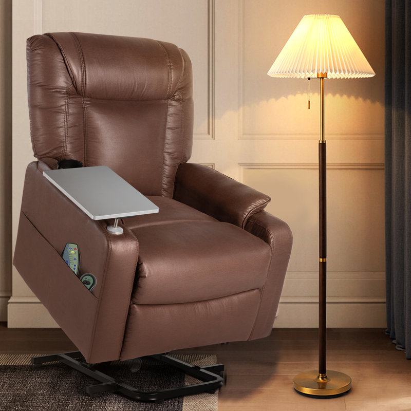 Fauteuil de massage chauffant en similicuir, Similicuir brun