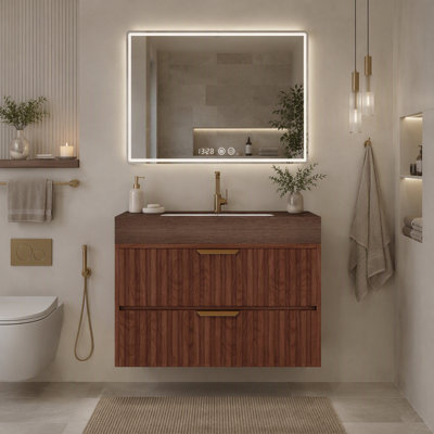 Wall Mounted Single Double Single Vanity Bathroom Vanity With Stone Top