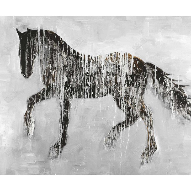 Silhouette de cheval brun - Toile de ferme encadrée