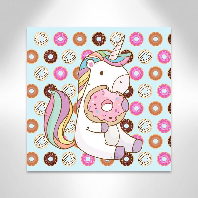 Donut Unicorn Wall Decal, 24" H x 24" W x 1.5" D, Canvas