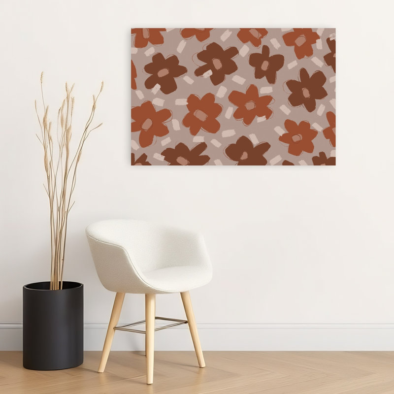 Affiche murale abstraite rétro vintage représentant une danse des fleurs d'automne, H 24 po x l 36 po