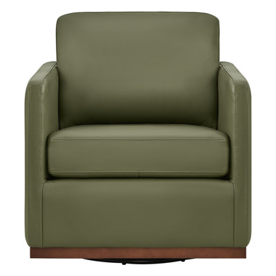Fauteuil pivotant en cuir véritable Bobbi