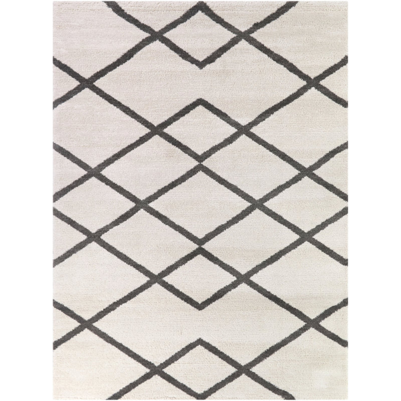 Tapis gris anthracite à motif géométrique Christine, Rectangle 5 pi 3 po x 7 pi