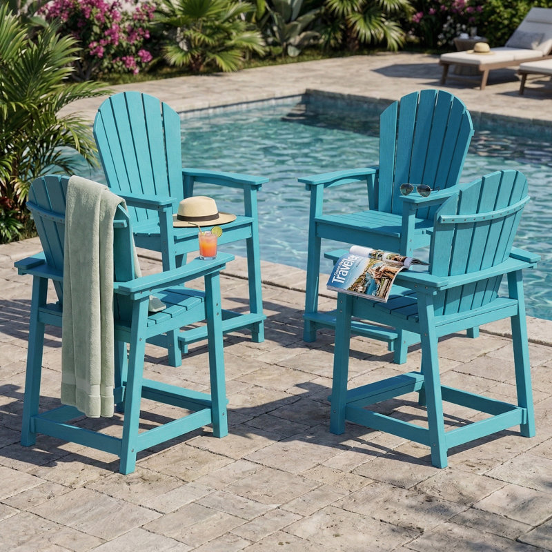 Hdpe Outdoor Adirondack Bar Chair, Teal