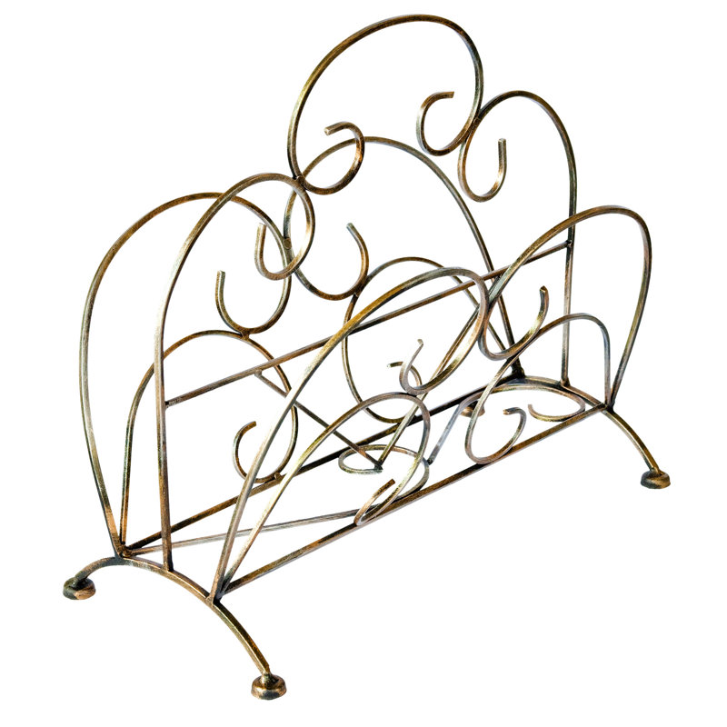 Energicus Metal Free Standing Magazine Rack, Patina