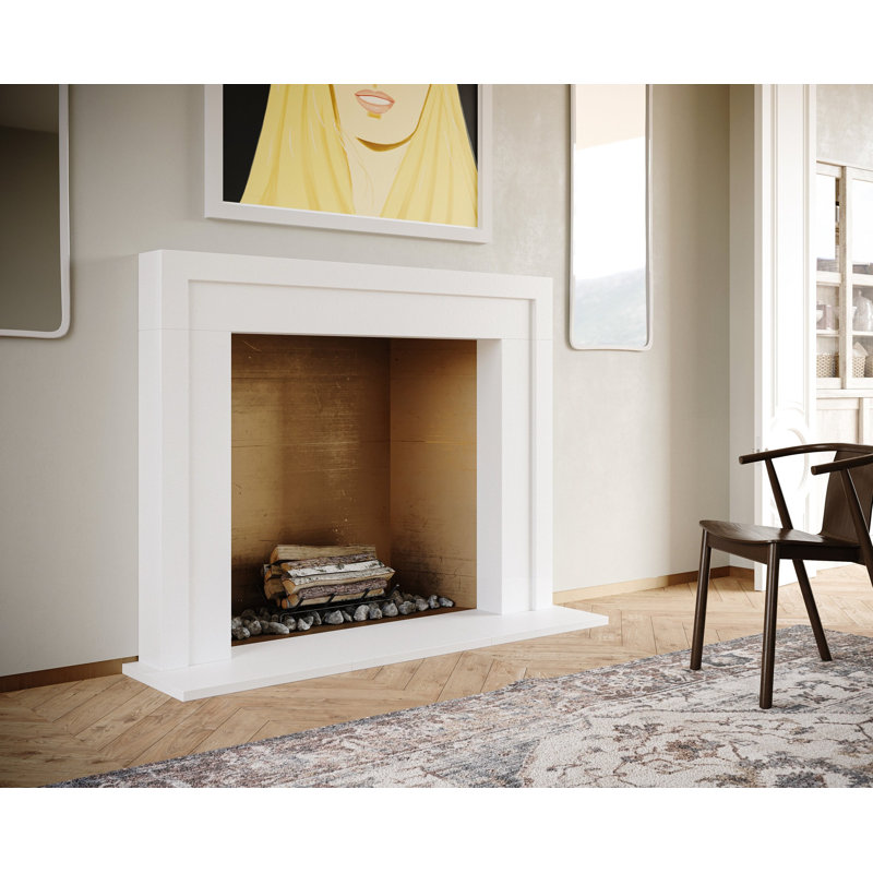 Flatiron Cast Stone Fireplace Surround, 7" D x 62" W x 49.5" H, Gray