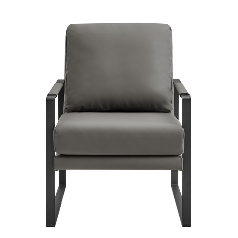 Tosheba Lounge Chair Leatherette With Matte Black Frame, Tosheba Gray Faux Leather