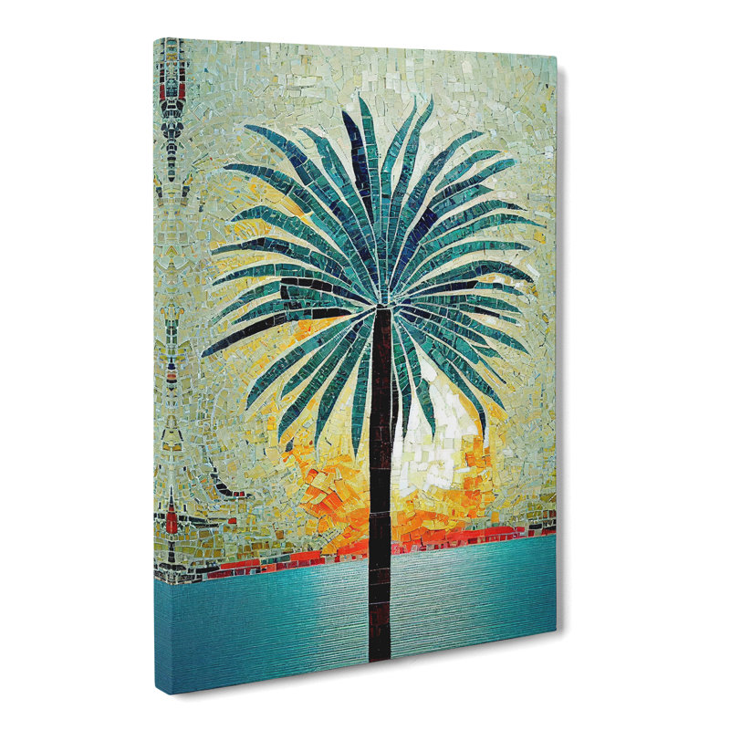 Palm Tree Mosaic - Wrapped Canvas, 50cm H x 35cm W x 3cm D