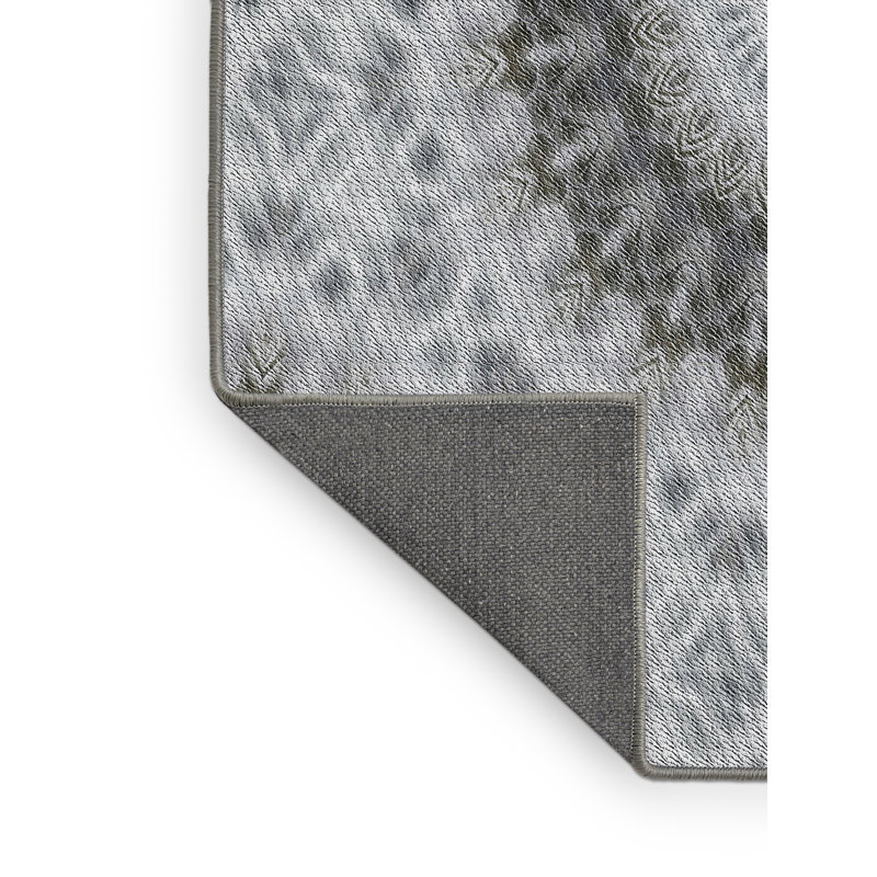 Tapis gris/blanc tissé à la machine, Rectangle 8 pi x 12 pi