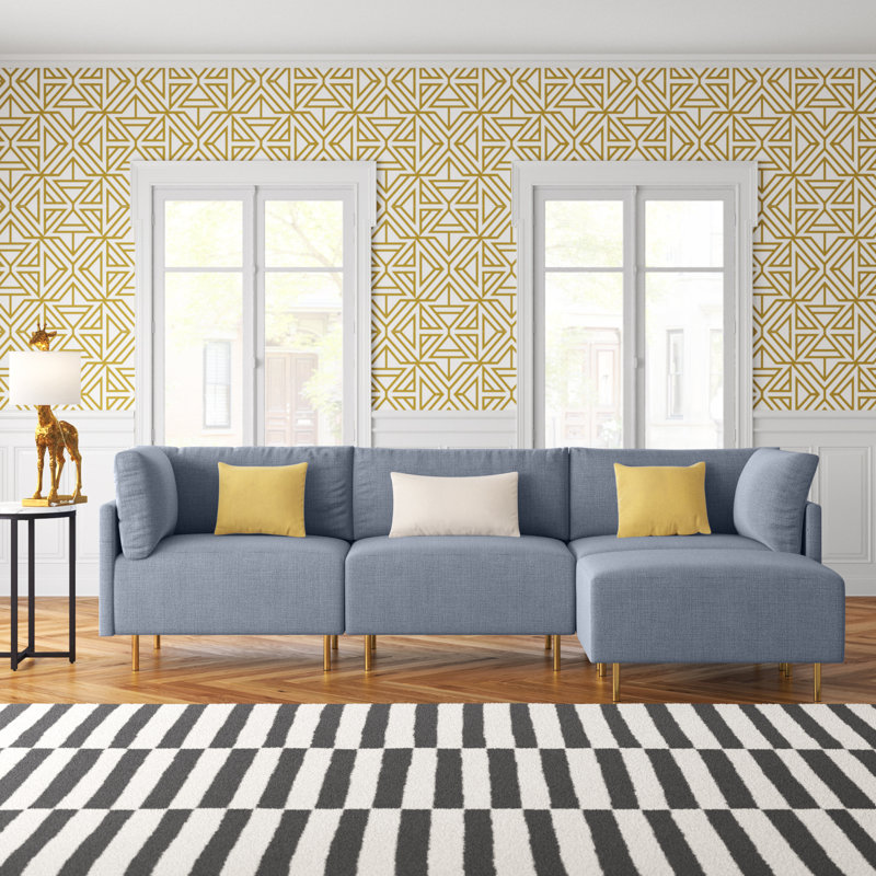 Canapé et chaise longue réversible avec repose-pieds Kelle, Polyester gris
